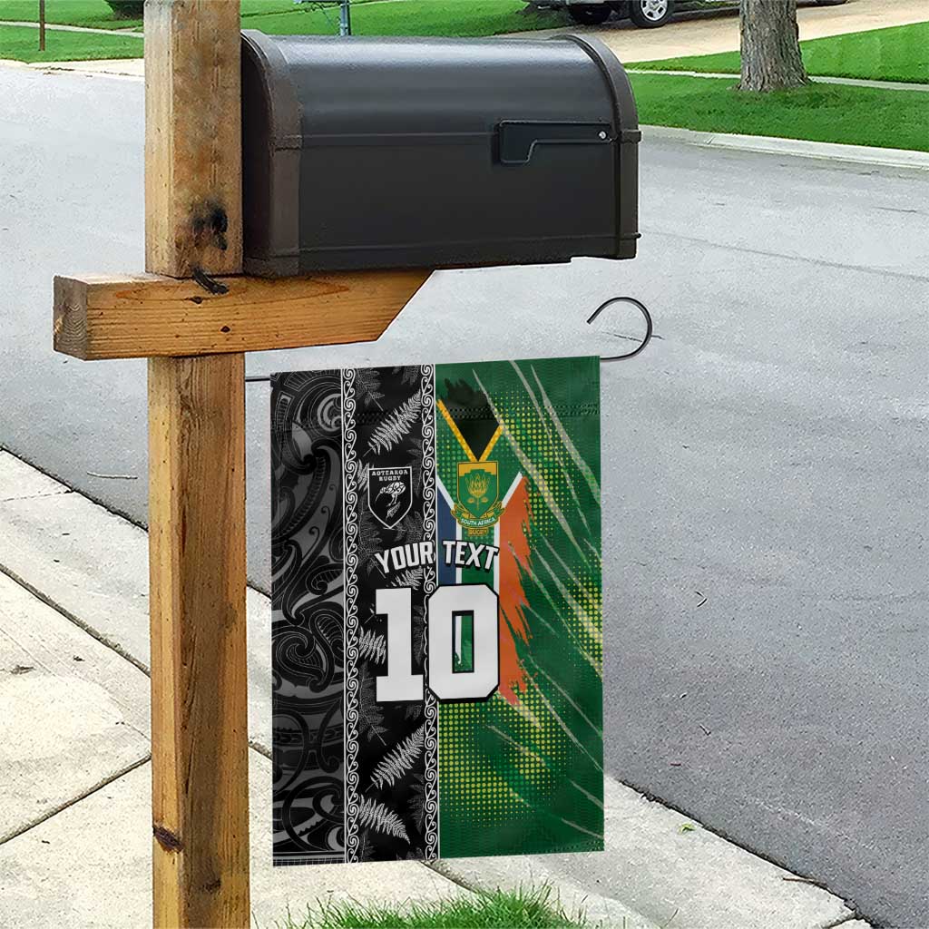 Custom Aotearoa South Africa Rugby Freedom Cup Garden Flag Maori Silver Fern Art and Sporty Flag SA - Wonder Print Shop