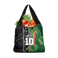 Custom Aotearoa South Africa Rugby Freedom Cup Grocery Bag Maori Silver Fern Art and Sporty Flag SA - Wonder Print Shop