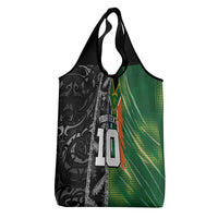 Custom Aotearoa South Africa Rugby Freedom Cup Grocery Bag Maori Silver Fern Art and Sporty Flag SA - Wonder Print Shop