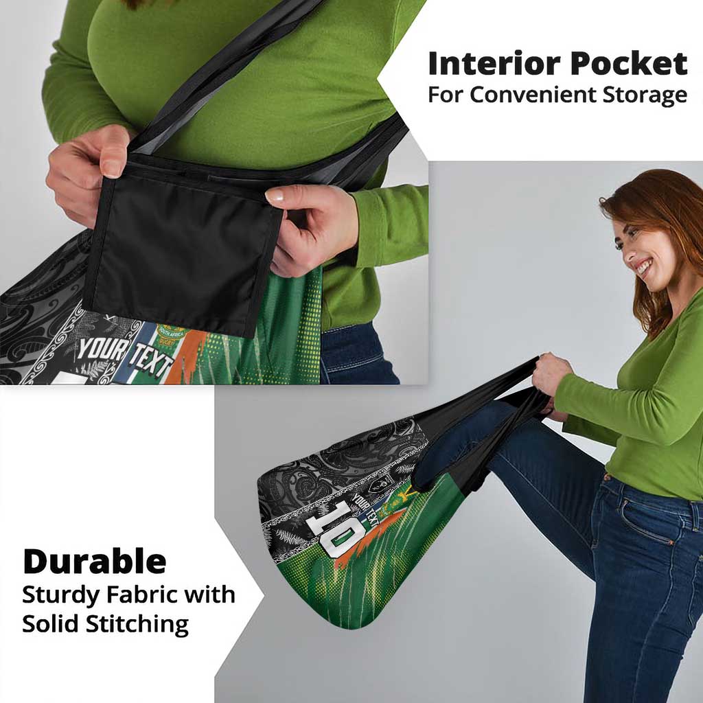 Custom Aotearoa South Africa Rugby Freedom Cup Grocery Bag Maori Silver Fern Art and Sporty Flag SA - Wonder Print Shop