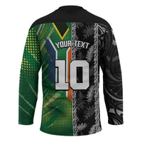 Custom Aotearoa South Africa Rugby Freedom Cup Hockey Jersey Maori Silver Fern Art and Sporty Flag SA - Wonder Print Shop