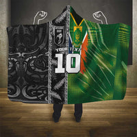 Custom Aotearoa South Africa Rugby Freedom Cup Hooded Blanket Maori Silver Fern Art and Sporty Flag SA - Wonder Print Shop