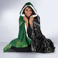 Custom Aotearoa South Africa Rugby Freedom Cup Hooded Blanket Maori Silver Fern Art and Sporty Flag SA - Wonder Print Shop