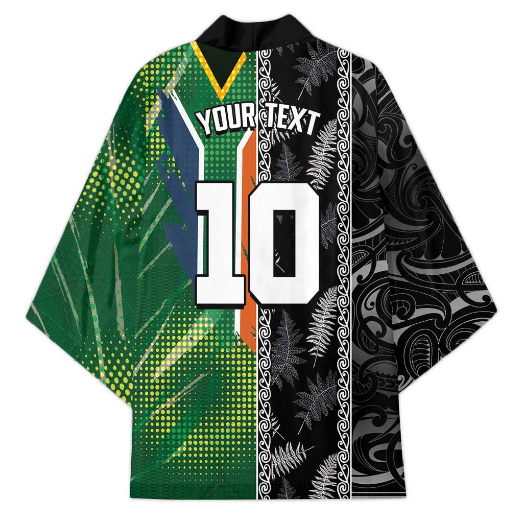 Custom Aotearoa South Africa Rugby Freedom Cup Kimono Maori Silver Fern Art and Sporty Flag SA - Wonder Print Shop