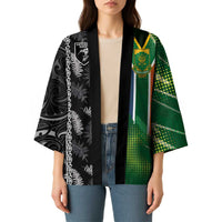 Custom Aotearoa South Africa Rugby Freedom Cup Kimono Maori Silver Fern Art and Sporty Flag SA - Wonder Print Shop