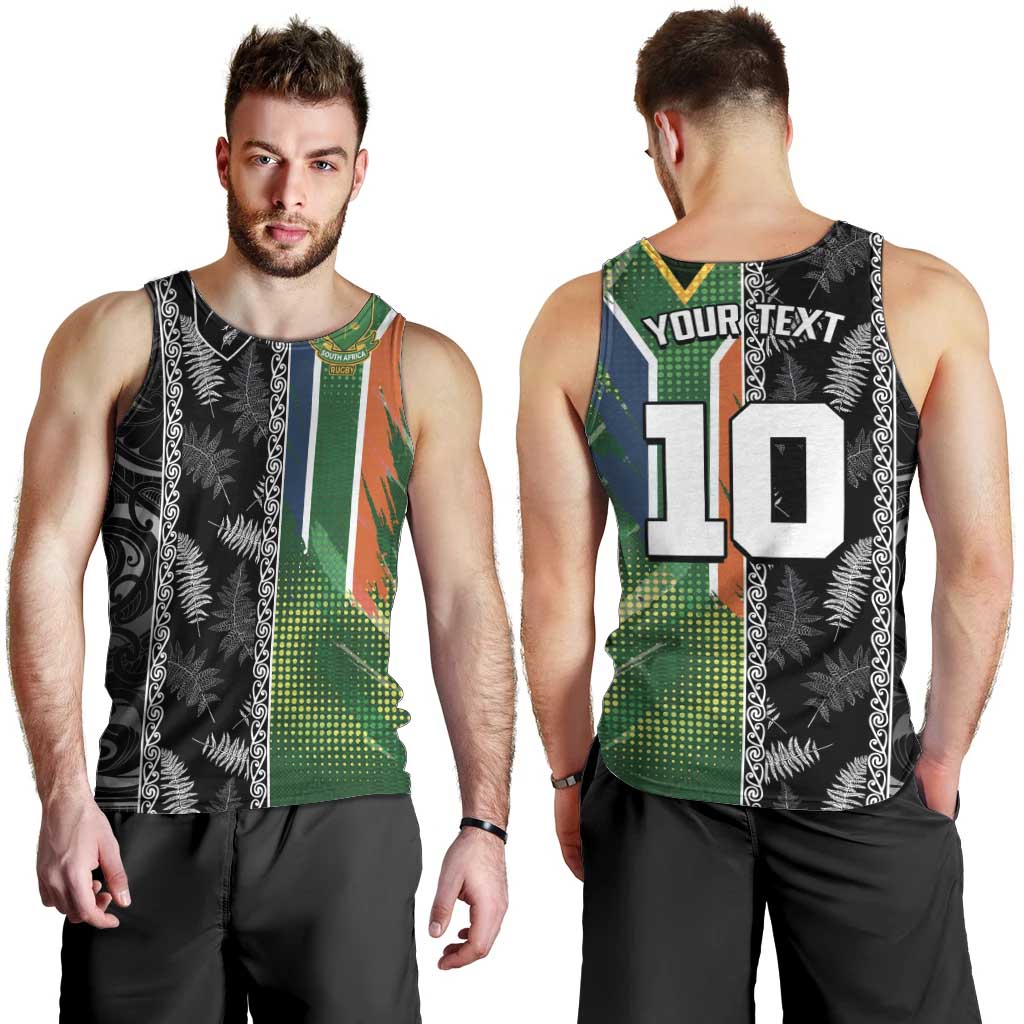 Custom Aotearoa South Africa Rugby Freedom Cup Men Tank Top Maori Silver Fern Art and Sporty Flag SA - Wonder Print Shop