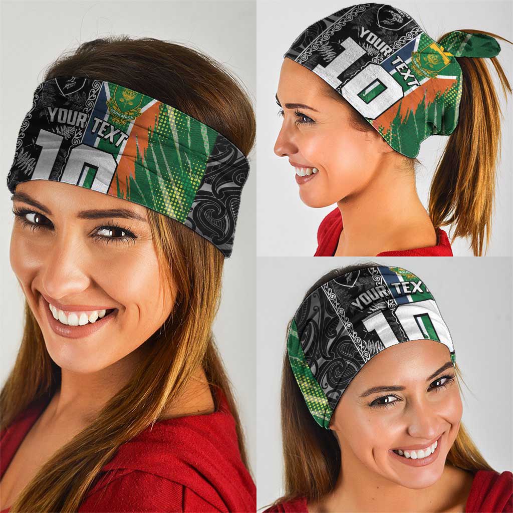 Custom Aotearoa South Africa Rugby Freedom Cup Neck Gaiter Maori Silver Fern Art and Sporty Flag SA - Wonder Print Shop