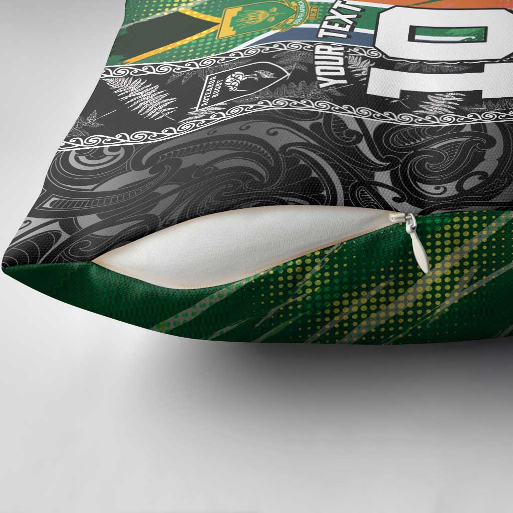 Custom Aotearoa South Africa Rugby Freedom Cup Pillow Cover Maori Silver Fern Art and Sporty Flag SA - Wonder Print Shop