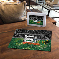 Custom Aotearoa South Africa Rugby Freedom Cup Puzzle Maori Silver Fern Art and Sporty Flag SA - Wonder Print Shop