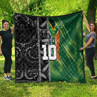Custom Aotearoa South Africa Rugby Freedom Cup Quilt Maori Silver Fern Art and Sporty Flag SA - Wonder Print Shop