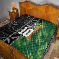 Custom Aotearoa South Africa Rugby Freedom Cup Quilt Maori Silver Fern Art and Sporty Flag SA - Wonder Print Shop
