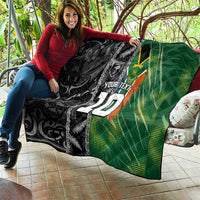 Custom Aotearoa South Africa Rugby Freedom Cup Quilt Maori Silver Fern Art and Sporty Flag SA - Wonder Print Shop