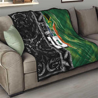 Custom Aotearoa South Africa Rugby Freedom Cup Quilt Maori Silver Fern Art and Sporty Flag SA - Wonder Print Shop