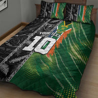 Custom Aotearoa South Africa Rugby Freedom Cup Quilt Bed Set Maori Silver Fern Art and Sporty Flag SA - Wonder Print Shop