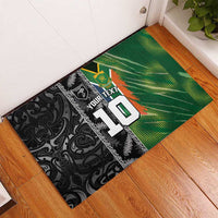 Custom Aotearoa South Africa Rugby Freedom Cup Rubber Doormat Maori Silver Fern Art and Sporty Flag SA - Wonder Print Shop