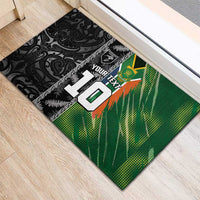Custom Aotearoa South Africa Rugby Freedom Cup Rubber Doormat Maori Silver Fern Art and Sporty Flag SA - Wonder Print Shop