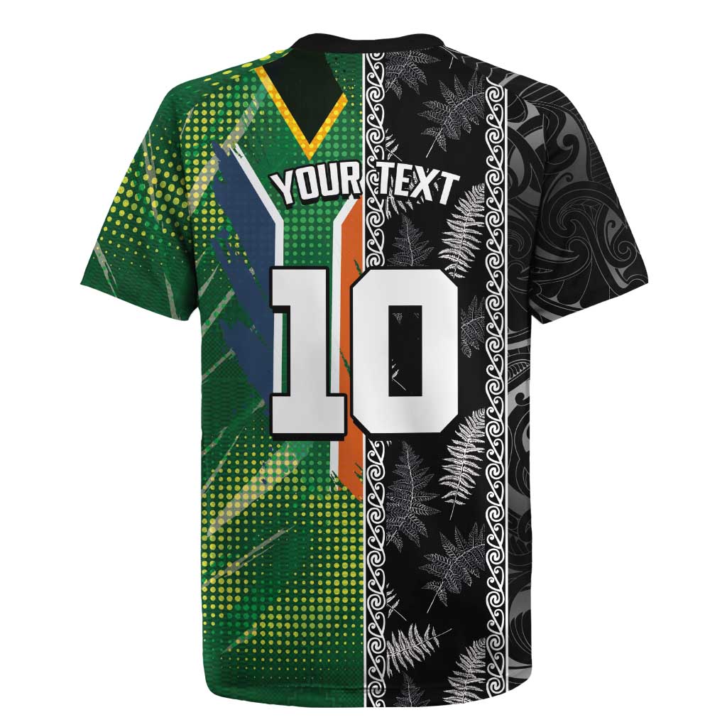 Custom Aotearoa South Africa Rugby Freedom Cup Rugby Jersey Maori Silver Fern Art and Sporty Flag SA - Wonder Print Shop