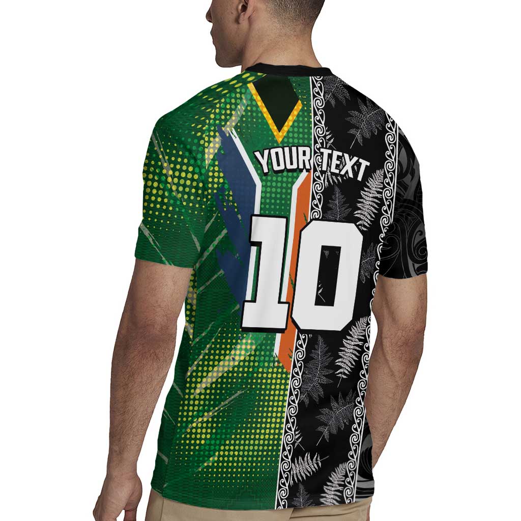 Custom Aotearoa South Africa Rugby Freedom Cup Rugby Jersey Maori Silver Fern Art and Sporty Flag SA - Wonder Print Shop