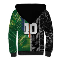 Custom Aotearoa South Africa Rugby Freedom Cup Sherpa Hoodie Maori Silver Fern Art and Sporty Flag SA - Wonder Print Shop