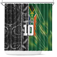 Custom Aotearoa South Africa Rugby Freedom Cup Shower Curtain Maori Silver Fern Art and Sporty Flag SA - Wonder Print Shop