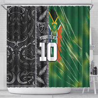 Custom Aotearoa South Africa Rugby Freedom Cup Shower Curtain Maori Silver Fern Art and Sporty Flag SA - Wonder Print Shop