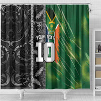 Custom Aotearoa South Africa Rugby Freedom Cup Shower Curtain Maori Silver Fern Art and Sporty Flag SA - Wonder Print Shop