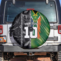 Custom Aotearoa South Africa Rugby Freedom Cup Spare Tire Cover Maori Silver Fern Art and Sporty Flag SA - Wonder Print Shop