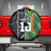 Custom Aotearoa South Africa Rugby Freedom Cup Spare Tire Cover Maori Silver Fern Art and Sporty Flag SA - Wonder Print Shop