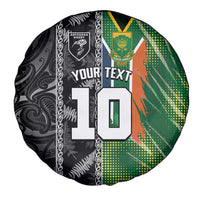 Custom Aotearoa South Africa Rugby Freedom Cup Spare Tire Cover Maori Silver Fern Art and Sporty Flag SA - Wonder Print Shop
