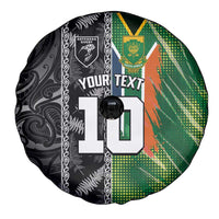 Custom Aotearoa South Africa Rugby Freedom Cup Spare Tire Cover Maori Silver Fern Art and Sporty Flag SA - Wonder Print Shop