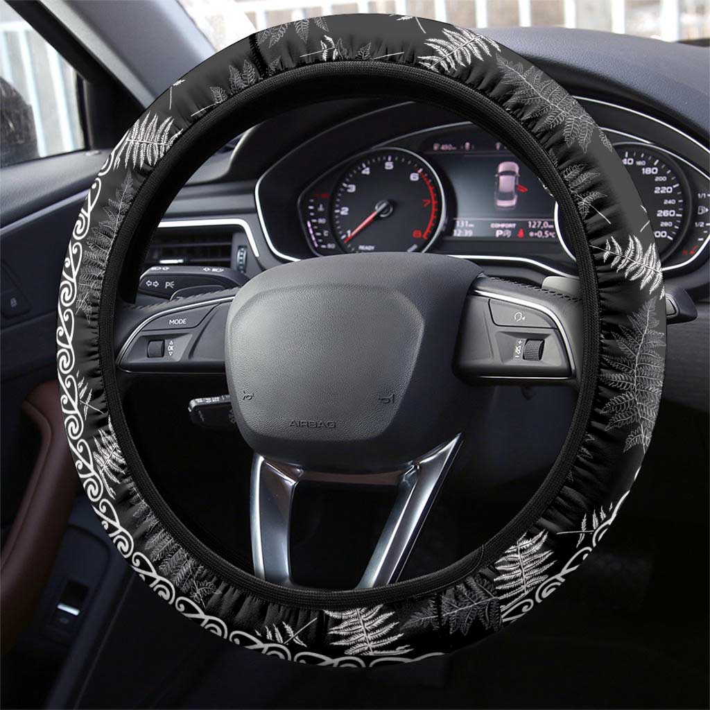 Aotearoa South Africa Rugby Freedom Cup Steering Wheel Cover Maori Silver Fern Art and Sporty Flag SA - Wonder Print Shop