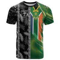 Custom Aotearoa South Africa Rugby Freedom Cup T Shirt Maori Silver Fern Art and Sporty Flag SA - Wonder Print Shop