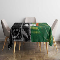 Custom Aotearoa South Africa Rugby Freedom Cup Tablecloth Maori Silver Fern Art and Sporty Flag SA - Wonder Print Shop