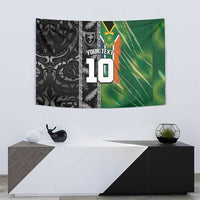 Custom Aotearoa South Africa Rugby Freedom Cup Tapestry Maori Silver Fern Art and Sporty Flag SA - Wonder Print Shop