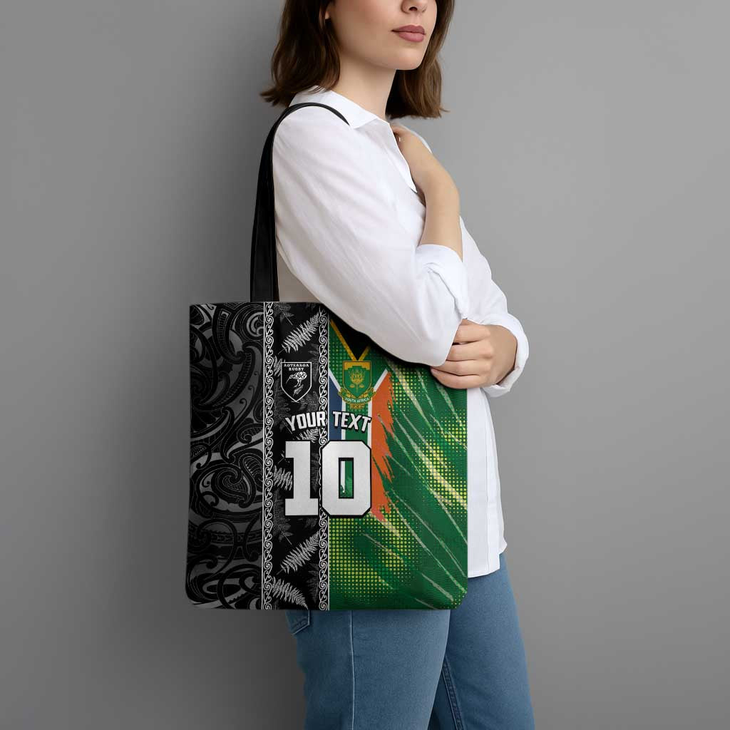 Custom Aotearoa South Africa Rugby Freedom Cup Tote Bag Maori Silver Fern Art and Sporty Flag SA - Wonder Print Shop