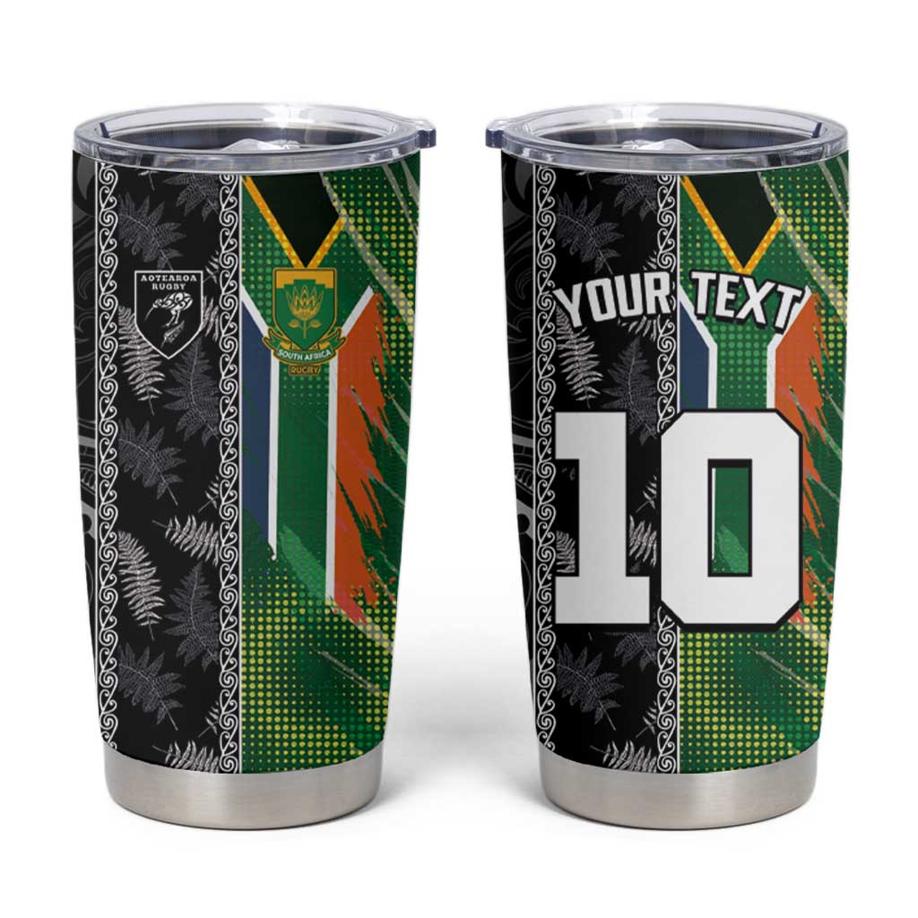 Custom Aotearoa South Africa Rugby Freedom Cup Tumbler Cup Maori Silver Fern Art and Sporty Flag SA - Wonder Print Shop