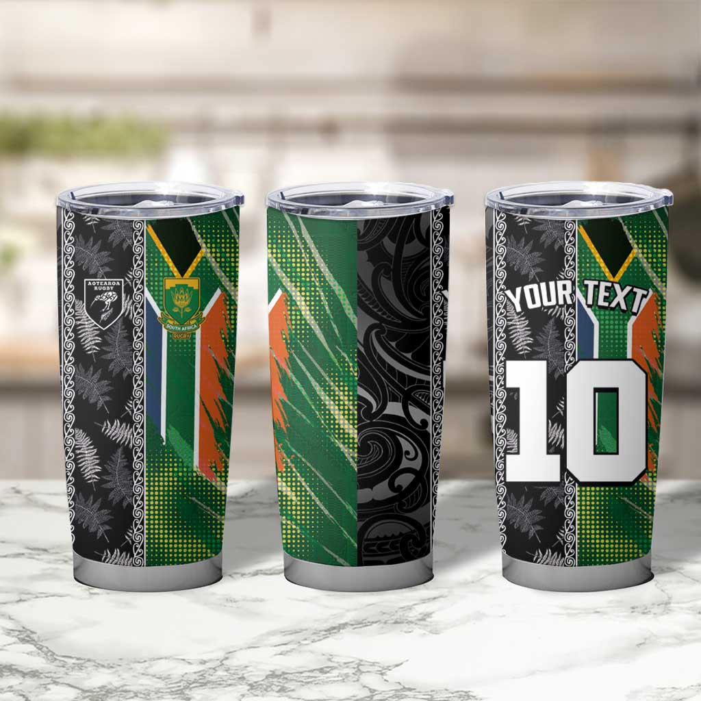 Custom Aotearoa South Africa Rugby Freedom Cup Tumbler Cup Maori Silver Fern Art and Sporty Flag SA - Wonder Print Shop