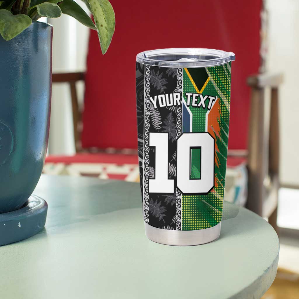 Custom Aotearoa South Africa Rugby Freedom Cup Tumbler Cup Maori Silver Fern Art and Sporty Flag SA - Wonder Print Shop