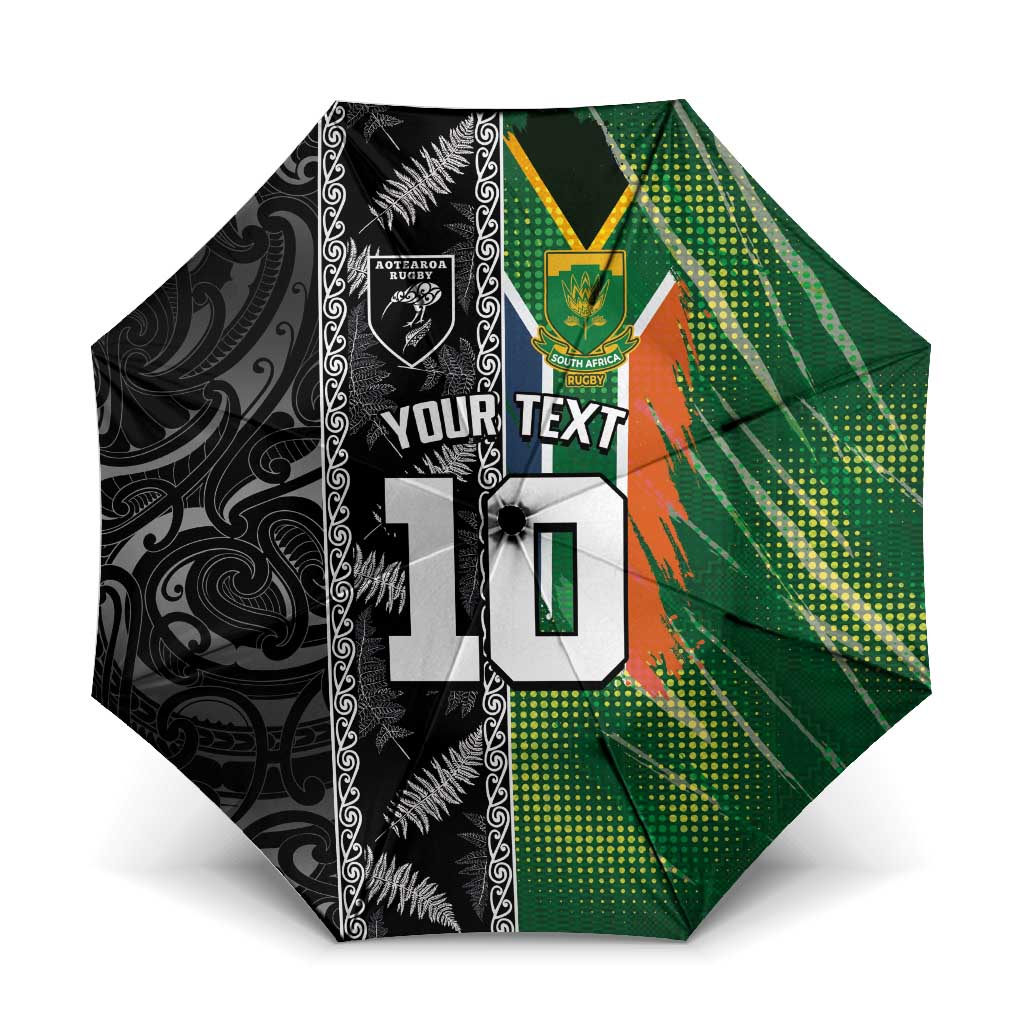 Custom Aotearoa South Africa Rugby Freedom Cup Umbrella Maori Silver Fern Art and Sporty Flag SA - Wonder Print Shop