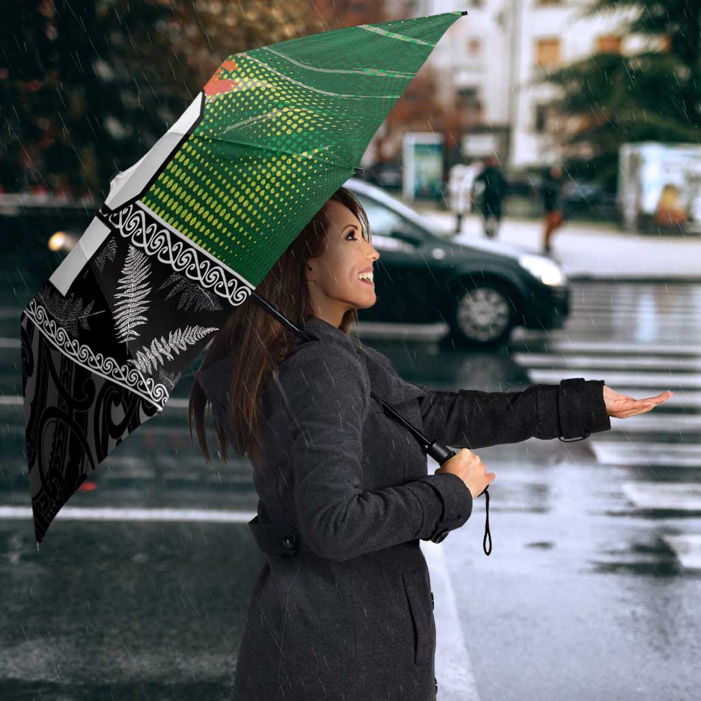 Custom Aotearoa South Africa Rugby Freedom Cup Umbrella Maori Silver Fern Art and Sporty Flag SA - Wonder Print Shop