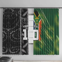 Custom Aotearoa South Africa Rugby Freedom Cup Window Curtain Maori Silver Fern Art and Sporty Flag SA - Wonder Print Shop
