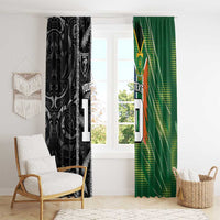Custom Aotearoa South Africa Rugby Freedom Cup Window Curtain Maori Silver Fern Art and Sporty Flag SA - Wonder Print Shop