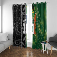 Custom Aotearoa South Africa Rugby Freedom Cup Window Curtain Maori Silver Fern Art and Sporty Flag SA - Wonder Print Shop