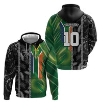 Custom Aotearoa South Africa Rugby Freedom Cup Zip Hoodie Maori Silver Fern Art and Sporty Flag SA - Wonder Print Shop