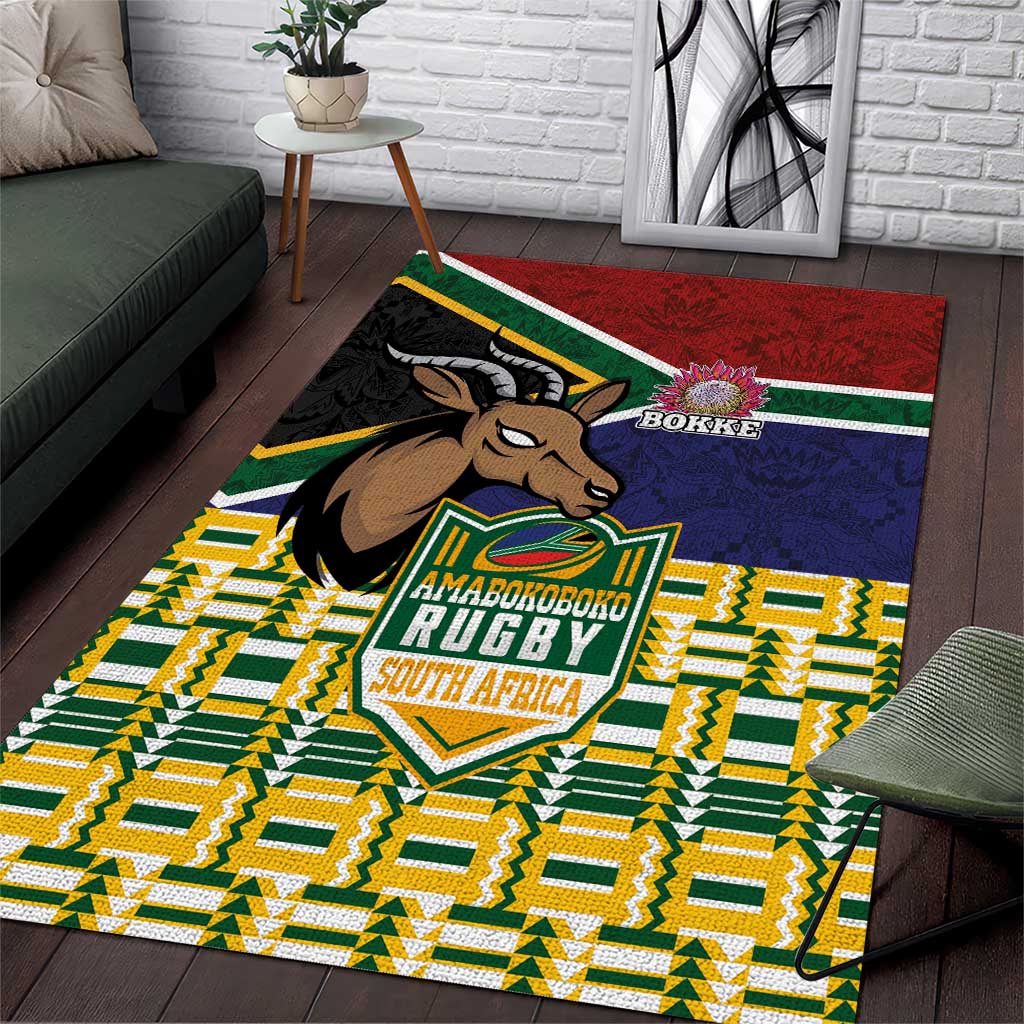 South Africa Rugby Area Rug Go Bokke-Amabokoboko Spirit - Wonder Print Shop