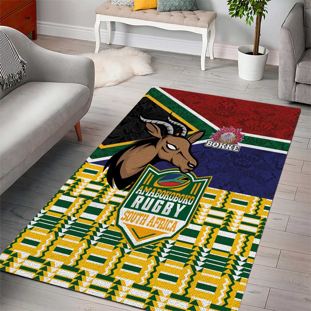 South Africa Rugby Area Rug Go Bokke-Amabokoboko Spirit - Wonder Print Shop