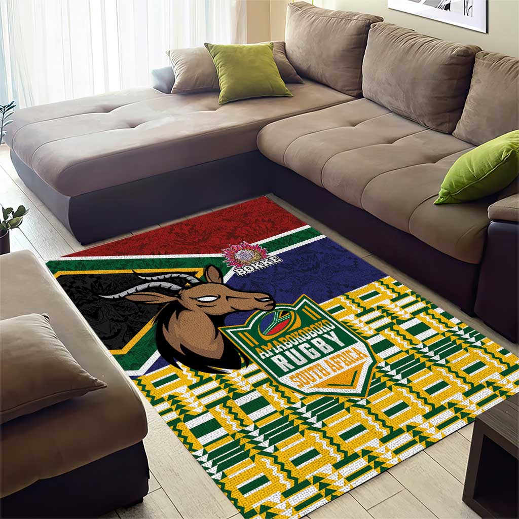 South Africa Rugby Area Rug Go Bokke-Amabokoboko Spirit - Wonder Print Shop