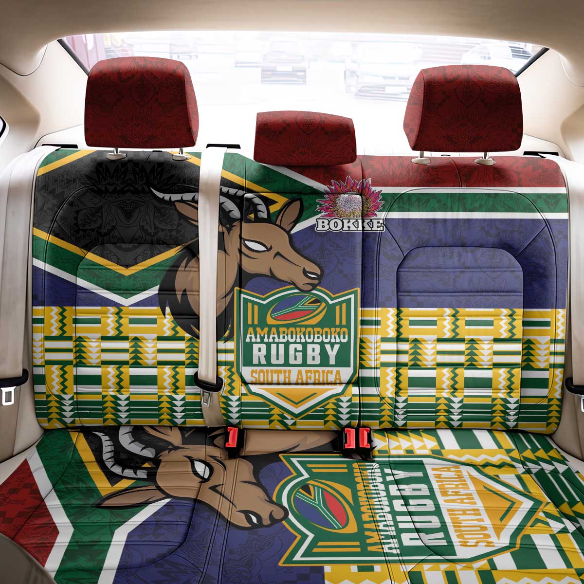 South Africa Rugby Back Car Seat Cover Go Bokke-Amabokoboko Spirit - Wonder Print Shop