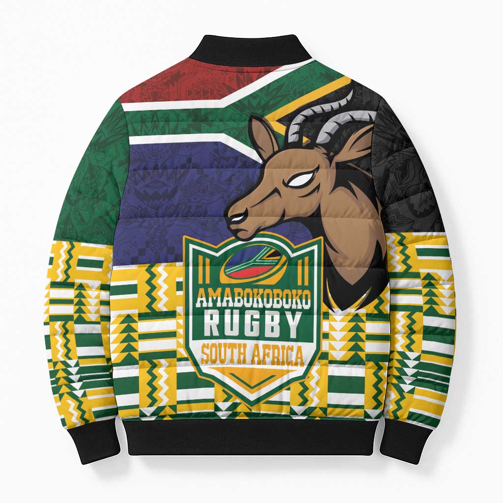 South Africa Rugby Bomber Puffer Jacket Go Bokke-Amabokoboko Spirit - Wonder Print Shop