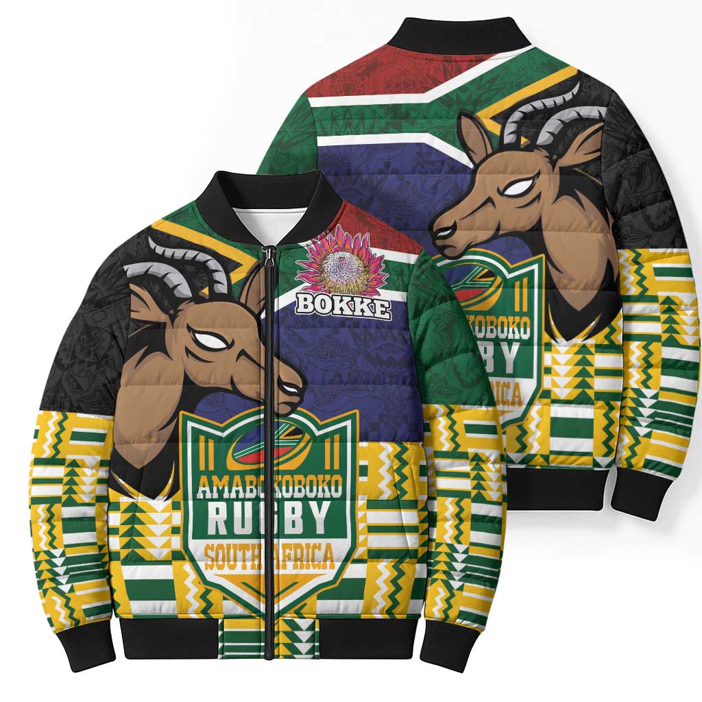 South Africa Rugby Bomber Puffer Jacket Go Bokke-Amabokoboko Spirit - Wonder Print Shop